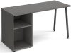 Dams Sparta Rectangular Desk with A-Frame Legs and Support Pedestal - 1400 x 600mm - Onyx Grey