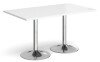 Dams Genoa Rectangular Dining Table With Trumpet Base 1400 x 800mm Diameter - White
