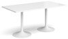 Dams Genoa Rectangular Dining Table With Trumpet Base 1600 x 800mm Diameter - White