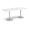 Dams Genoa Rectangular Dining Table With Trumpet Base 1800 x 800mm Diameter - White
