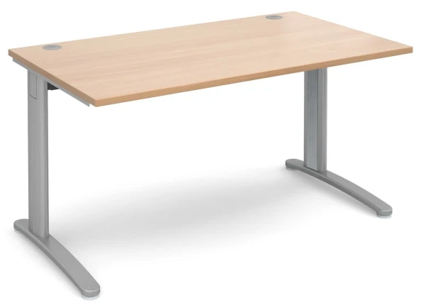 Dams TR10 Rectangular Desk with Cable Managed Legs - 1400mm x 800mm - Beech