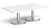 Dams Pisa Rectangular Coffee Table With Round Bases 1400 x 800mm - White