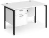 Dams Maestro 25 Rectangular Desk with Straight Legs and 2 Drawer Fixed Pedestal - 1200 x 800mm - White