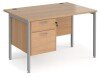 Dams Maestro 25 Rectangular Desk with Straight Legs and 2 Drawer Fixed Pedestal - 1200 x 800mm - Beech