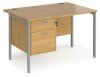 Dams Maestro 25 Rectangular Desk with Straight Legs and 2 Drawer Fixed Pedestal - 1200 x 800mm - Oak