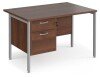 Dams Maestro 25 Rectangular Desk with Straight Legs and 2 Drawer Fixed Pedestal - 1200 x 800mm - Walnut