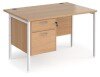 Dams Maestro 25 Rectangular Desk with Straight Legs and 2 Drawer Fixed Pedestal - 1200 x 800mm - Beech