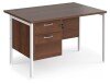 Dams Maestro 25 Rectangular Desk with Straight Legs and 2 Drawer Fixed Pedestal - 1200 x 800mm - Walnut