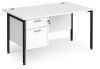 Dams Maestro 25 Rectangular Desk with Straight Legs and 2 Drawer Fixed Pedestal - 1400 x 800mm - White