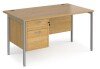 Dams Maestro 25 Rectangular Desk with Straight Legs and 2 Drawer Fixed Pedestal - 1400 x 800mm - Oak