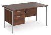 Dams Maestro 25 Rectangular Desk with Straight Legs and 2 Drawer Fixed Pedestal - 1400 x 800mm - Walnut