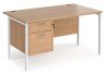 Dams Maestro 25 Rectangular Desk with Straight Legs and 2 Drawer Fixed Pedestal - 1400 x 800mm - Beech