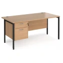 Dams Maestro 25 Rectangular Desk with Straight Legs and 2 Drawer Fixed Pedestal - 1600 x 800mm