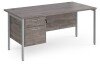 Dams Maestro 25 Rectangular Desk with Straight Legs and 2 Drawer Fixed Pedestal - 1600 x 800mm - Grey Oak