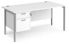 Dams Maestro 25 Rectangular Desk with Straight Legs and 2 Drawer Fixed Pedestal - 1600 x 800mm - White