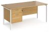 Dams Maestro 25 Rectangular Desk with Straight Legs and 2 Drawer Fixed Pedestal - 1600 x 800mm - Oak