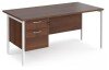 Dams Maestro 25 Rectangular Desk with Straight Legs and 2 Drawer Fixed Pedestal - 1600 x 800mm - Walnut