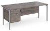 Dams Maestro 25 Rectangular Desk with Straight Legs and 2 Drawer Fixed Pedestal - 1800 x 800mm - Grey Oak