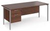 Dams Maestro 25 Rectangular Desk with Straight Legs and 2 Drawer Fixed Pedestal - 1800 x 800mm - Walnut