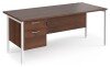 Dams Maestro 25 Rectangular Desk with Straight Legs and 2 Drawer Fixed Pedestal - 1800 x 800mm - Walnut