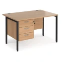 Dams Maestro 25 Rectangular Desk with Straight Legs and 3 Drawer Fixed Pedestal - 1200 x 800mm
