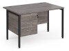 Dams Maestro 25 Rectangular Desk with Straight Legs and 3 Drawer Fixed Pedestal - 1200 x 800mm - Grey Oak