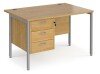 Dams Maestro 25 Rectangular Desk with Straight Legs and 3 Drawer Fixed Pedestal - 1200 x 800mm - Oak
