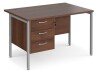 Dams Maestro 25 Rectangular Desk with Straight Legs and 3 Drawer Fixed Pedestal - 1200 x 800mm - Walnut