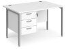 Dams Maestro 25 Rectangular Desk with Straight Legs and 3 Drawer Fixed Pedestal - 1200 x 800mm - White