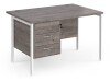 Dams Maestro 25 Rectangular Desk with Straight Legs and 3 Drawer Fixed Pedestal - 1200 x 800mm - Grey Oak