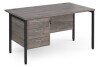 Dams Maestro 25 Rectangular Desk with Straight Legs and 3 Drawer Fixed Pedestal - 1400 x 800mm - Grey Oak