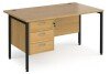 Dams Maestro 25 Rectangular Desk with Straight Legs and 3 Drawer Fixed Pedestal - 1400 x 800mm - Oak