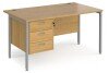 Dams Maestro 25 Rectangular Desk with Straight Legs and 3 Drawer Fixed Pedestal - 1400 x 800mm - Oak
