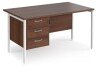 Dams Maestro 25 Rectangular Desk with Straight Legs and 3 Drawer Fixed Pedestal - 1400 x 800mm - Walnut