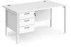 Dams Maestro 25 Rectangular Desk with Straight Legs and 3 Drawer Fixed Pedestal - 1400 x 800mm - White
