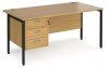 Dams Maestro 25 Rectangular Desk with Straight Legs and 3 Drawer Fixed Pedestal - 1600 x 800mm - Oak
