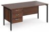 Dams Maestro 25 Rectangular Desk with Straight Legs and 3 Drawer Fixed Pedestal - 1600 x 800mm - Walnut