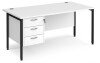 Dams Maestro 25 Rectangular Desk with Straight Legs and 3 Drawer Fixed Pedestal - 1600 x 800mm - White