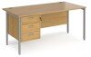 Dams Maestro 25 Rectangular Desk with Straight Legs and 3 Drawer Fixed Pedestal - 1600 x 800mm - Oak