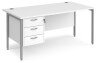 Dams Maestro 25 Rectangular Desk with Straight Legs and 3 Drawer Fixed Pedestal - 1600 x 800mm - White