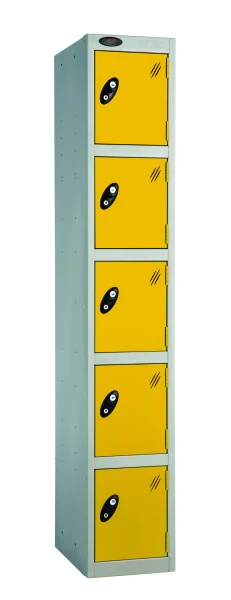 Probe 5 Door Single Steel Locker - 1780 x 305 x 305mm - Yellow (RAL 1004)