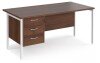 Dams Maestro 25 Rectangular Desk with Straight Legs and 3 Drawer Fixed Pedestal - 1600 x 800mm - Walnut