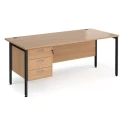 Dams Maestro 25 Rectangular Desk with Straight Legs and 3 Drawer Fixed Pedestal - 1800 x 800mm