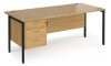 Dams Maestro 25 Rectangular Desk with Straight Legs and 3 Drawer Fixed Pedestal - 1800 x 800mm - Oak