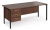 Dams Maestro 25 Rectangular Desk with Straight Legs and 3 Drawer Fixed Pedestal - 1800 x 800mm - Walnut