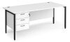 Dams Maestro 25 Rectangular Desk with Straight Legs and 3 Drawer Fixed Pedestal - 1800 x 800mm - White