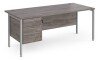 Dams Maestro 25 Rectangular Desk with Straight Legs and 3 Drawer Fixed Pedestal - 1800 x 800mm - Grey Oak