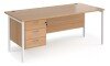 Dams Maestro 25 Rectangular Desk with Straight Legs and 3 Drawer Fixed Pedestal - 1800 x 800mm - Beech