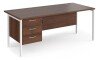 Dams Maestro 25 Rectangular Desk with Straight Legs and 3 Drawer Fixed Pedestal - 1800 x 800mm - Walnut