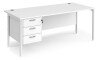 Dams Maestro 25 Rectangular Desk with Straight Legs and 3 Drawer Fixed Pedestal - 1800 x 800mm - White
